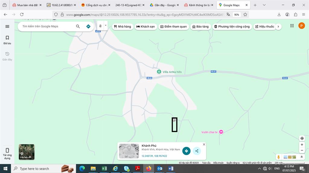 Bán đất 640m2 tại xã khánh phú 1,09 tỷ, khánh vĩnh, khánh hòa hot full thổ gần khu đô thị sông cầu