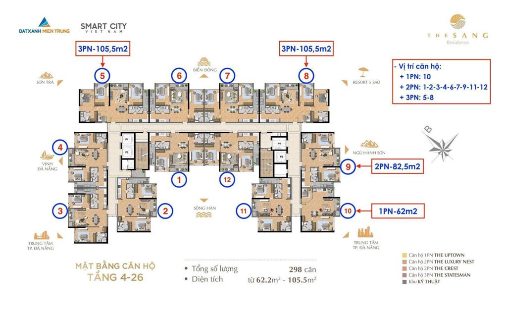 Bán nhanh căn hộ 2pn the sang residence  với dòng đầu tư dòng tiền tốt nhất biển mỹ khê từ 25tr/th