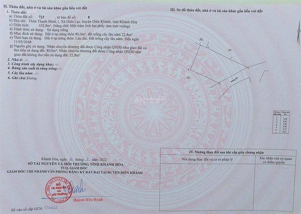 Đất dân cắt bán lô đất trung tâm xã diên lạc gần thành phố nha trang chỉ 1ty050