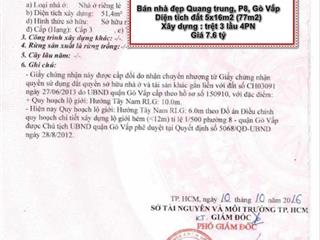 Bán nhà đẹp hẻm 1122 quang trung, p8, gò vấp. dt 77m2 trệt 3 lầu full nội thất, 7,6 tỷ. hẻm cf lam