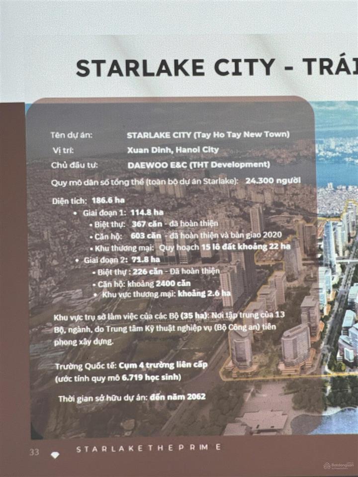 Sắp mở bán 2 toà chung cư starlake tây hồ tây, the prime  quỹ căn tầng đẹp.  0968 826 ***