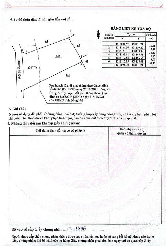 Bán lô đất mt đường sở quýt, ấp vàm xã thiện tân (p. trảng dài), đồng nai