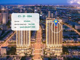 2,6 tỷ  căn studio 34,1m2  view biển + bán đảo sơn trà  chiết khấu 14,5% giá 2,6 tỷ