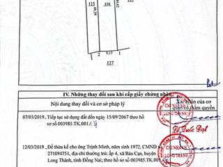 Bán gấp đất nền bàu cạn, long thành, đồng nai. đất chính chủ, shr. dt 432.8m2 thổ cư