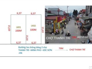 100m2 full thổ cư thanh trí minh phú mt 6,37m bằng hậu ngõ thông cách chợ thanh trí chi 150m