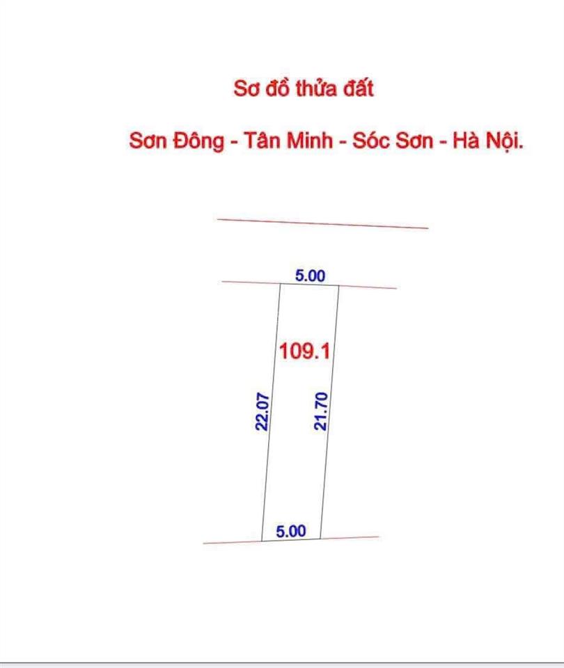 109,1 m vệ sơn đông tân minh sóc sơn hà nội full thổ cư mt 5m =hậu đường rộng 3m