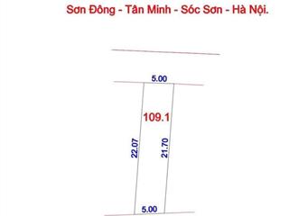 109,1 m vệ sơn đông tân minh sóc sơn hà nội full thổ cư mt 5m =hậu đường rộng 3m