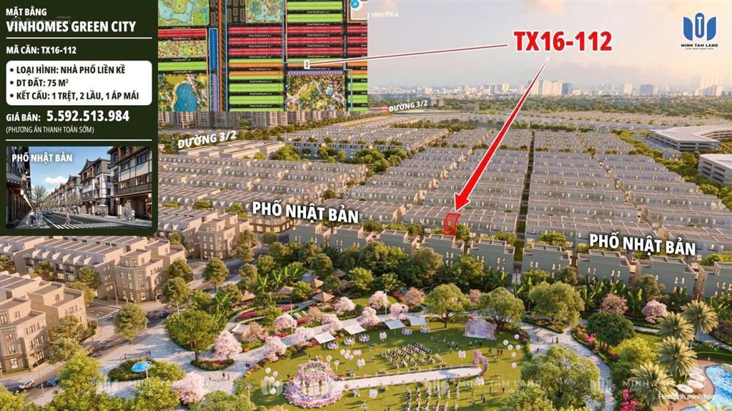 Tx16 112 siêu phẩm hot nhất phố nhật 75m2, vị trí đắc địa gần công viên trung tâm kd siêu hot