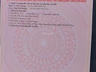 Bán lô đất 163m2 tuyệt đẹp tại hòa ninh, hòa vang, đà nẵng, gần đường vành đai, gần khu cntt, cnc