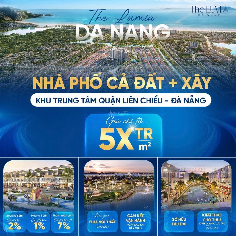 Mở bán đợt 1 nhà phố the lumia đà nẵng cả đất + xây chỉ từ 5x triệu/m2