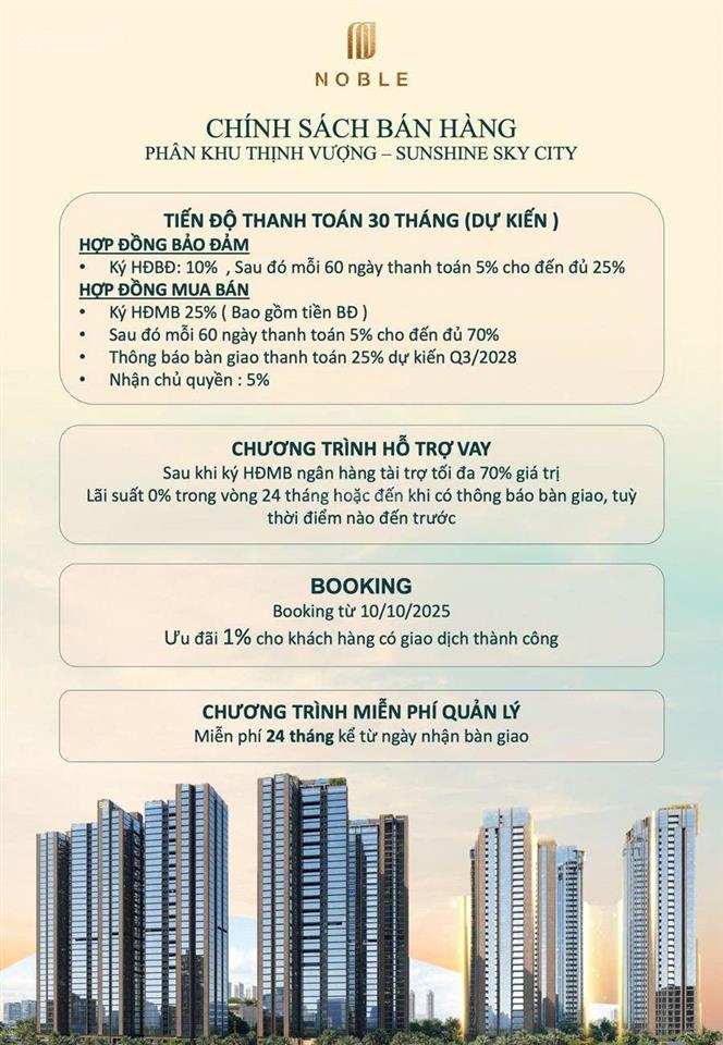 Mở bán sunshine sky city phân khu thịnh vượng pháp lý minh bạch giá dự kiến từ 7x triệu/m²
