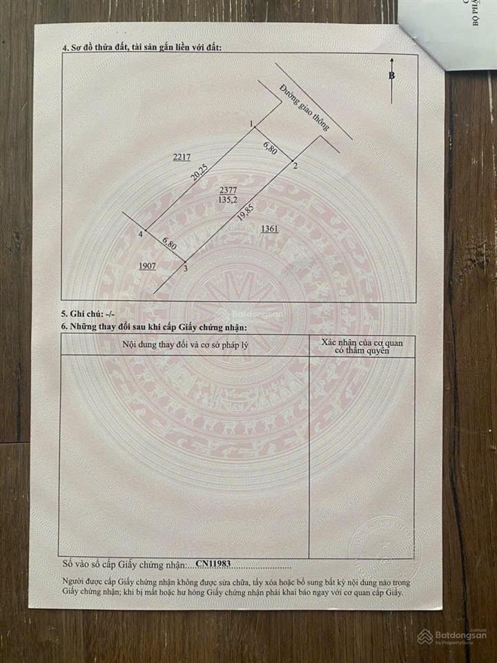 Chỉ 1 tỷ289triệu sở hữu ngay lô đất đẹp full thổ cư! diện tích 135m2 full thổ cư mặt