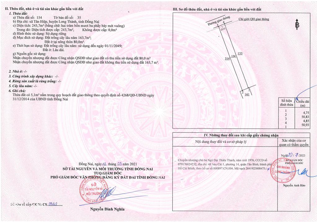 Chính chủ bán nhà cấp 4 đường đinh phú sỹ, xã phước thái (cũtân hiệp), lt, đồng nai 2,5tỷ, 243,7m2