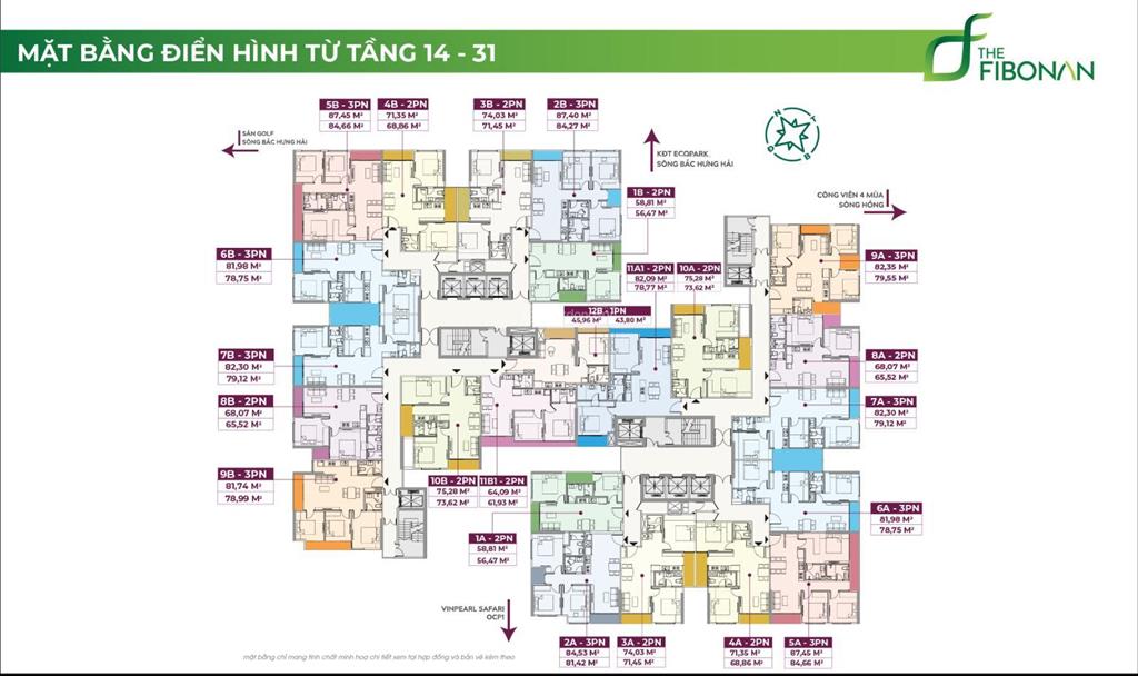 Bán suất ngoại giao the fibonan, trực tiếp cđt. các căn hộ 1n, 2n, 3n. chiết khấu 4%