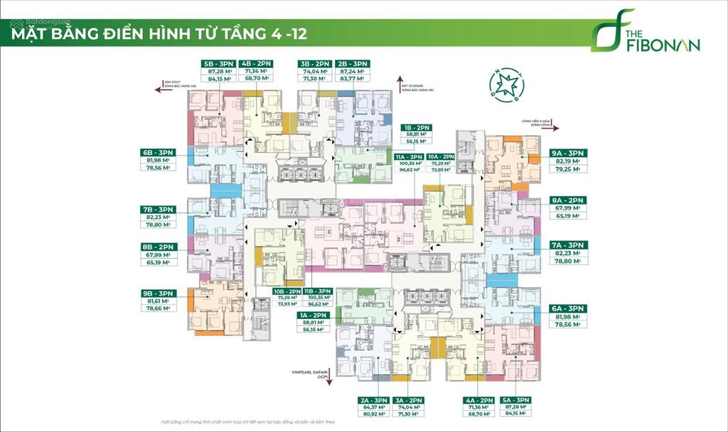 Bán suất ngoại giao the fibonan, trực tiếp cđt. các căn hộ 1n, 2n, 3n. chiết khấu 4%