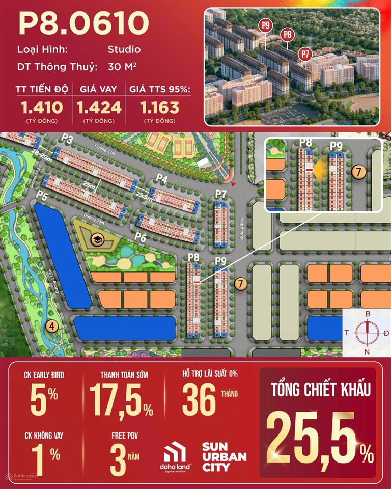 Sở hữu ngay căn studio p8.0610 vị trí đẹp, ưu đãi khủng! sun urban city hà nam