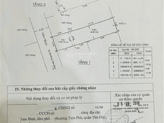 Ngộp  giảm tổng 900tr nhà 3 tầng sát mặt tiền đường tam bình, ô tô ngủ trong nhà dt 85m2(4,4x19,4)