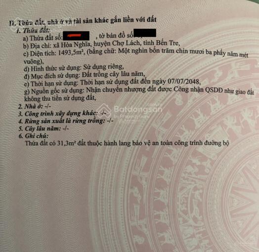 Bán gấp 1493,5 m2 đất vườn chính chủ và hh 2% hỗ trợ