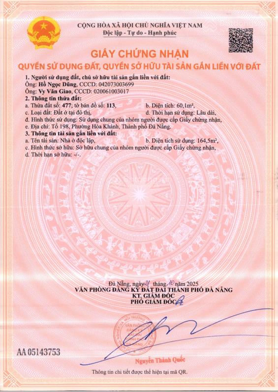 Bán nhà 3 tầng đẹp ở phường hòa khánh (phường hòa khánh bắc cũ)  tp đà nẵng