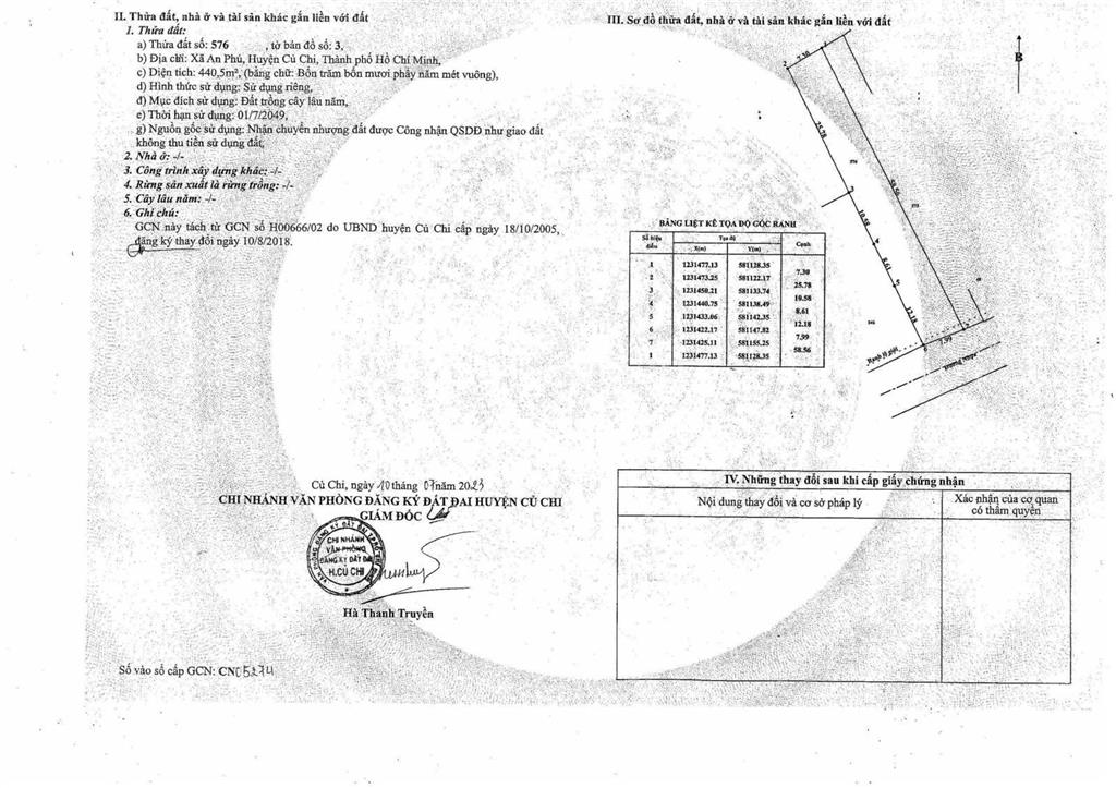 Bán đất diện tích 440,5m2 tại xã an phú, củ chi, giá siêu tốt 2,1 tỷ