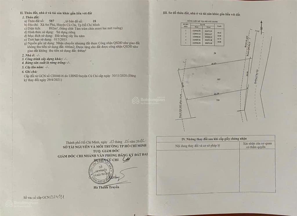 Bán gấp lô đất siêu đẹp mặt tiền đường cây gõ diện tích 892m2 giá 5.3 tỷ trung tâm an phú