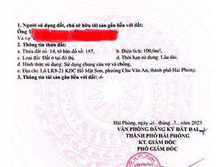 Bán đất nền dự án tại kdc hồ mật sơn, 130.6m2, đã có sổ, chí linh, hải dương, hải phòng.