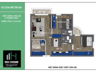 Bán căn góc tòa ct5a mễ trì hạ, phạm hùng, 74m2, 6.1 tỷ, 3 ngủ, 2 vs, sổ đỏ, full nội thất.