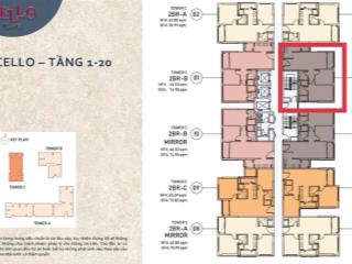 Bán căn 2pn 2wc tháp cello delasol diện tích 76,6m2 view nội khu  nội thất cơ bản, nhà mới 100%