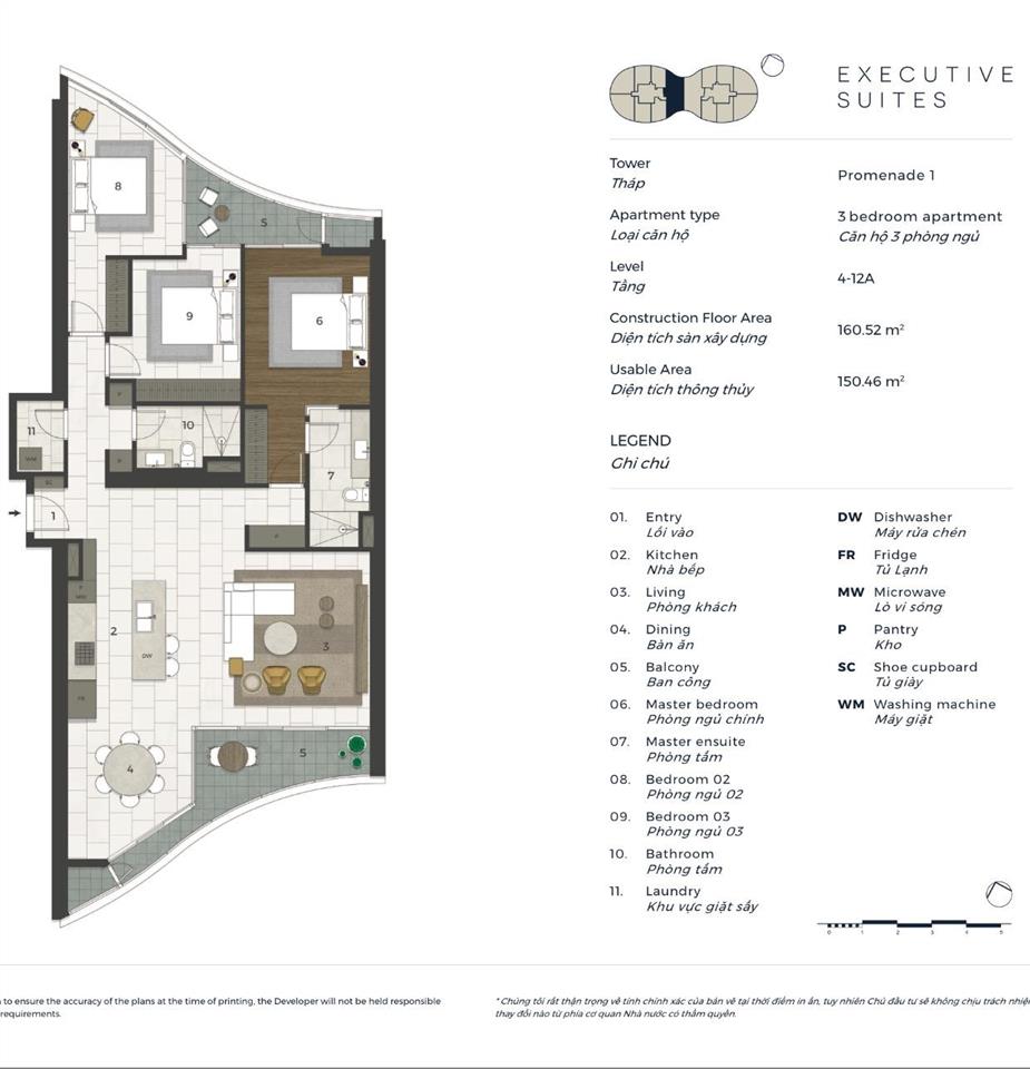Bán các căn hộ city garden 3 phòng ngủ loại 160m2