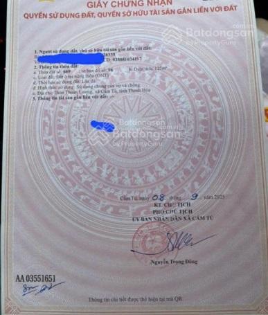 Chủ bán 2 lô đất đấu giá số 669 và 670 mặt đường hồ chí minh xã cẩm tú, cẩm thủy, thanh hóa