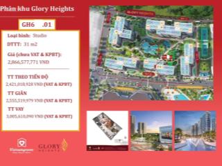 Bán căn studio cực hiếm glory heights view pháo hoa, vincom quảng trường thanh toán giản 180 ngày