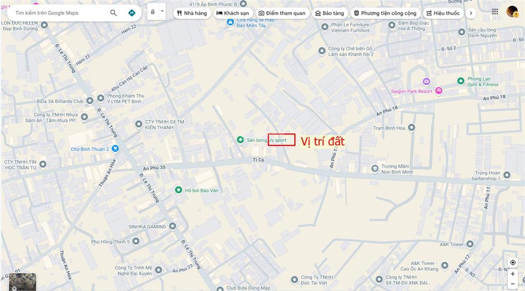 Bán đất 5x27m, hẻm an phú 35 p. bình chuẩn gần chợ bình thuận 2