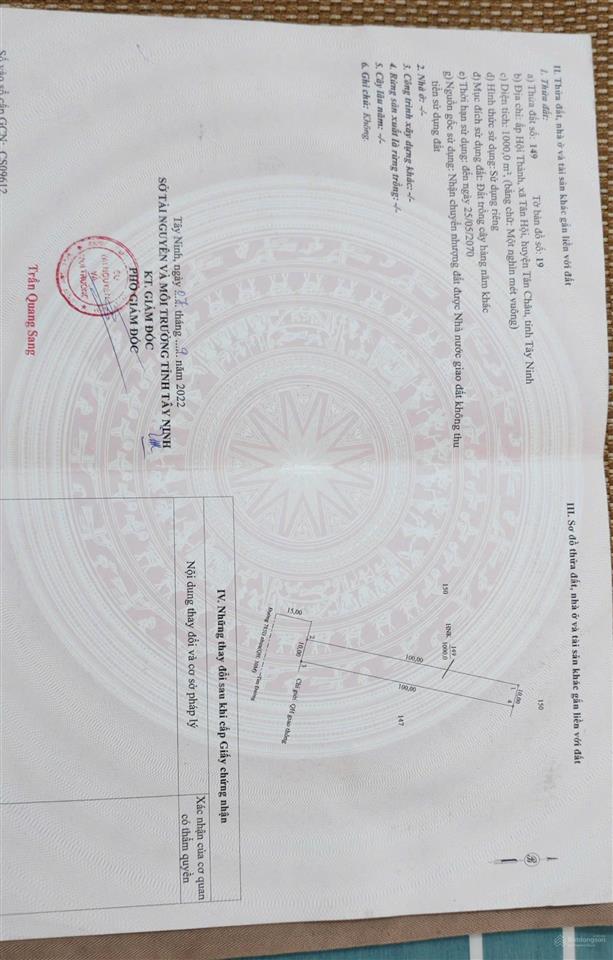 Chính chủ bán gấp lô đất 1000m giá tốt sổ hồng riêng vị trí ấp hội thanh, xã tân hội