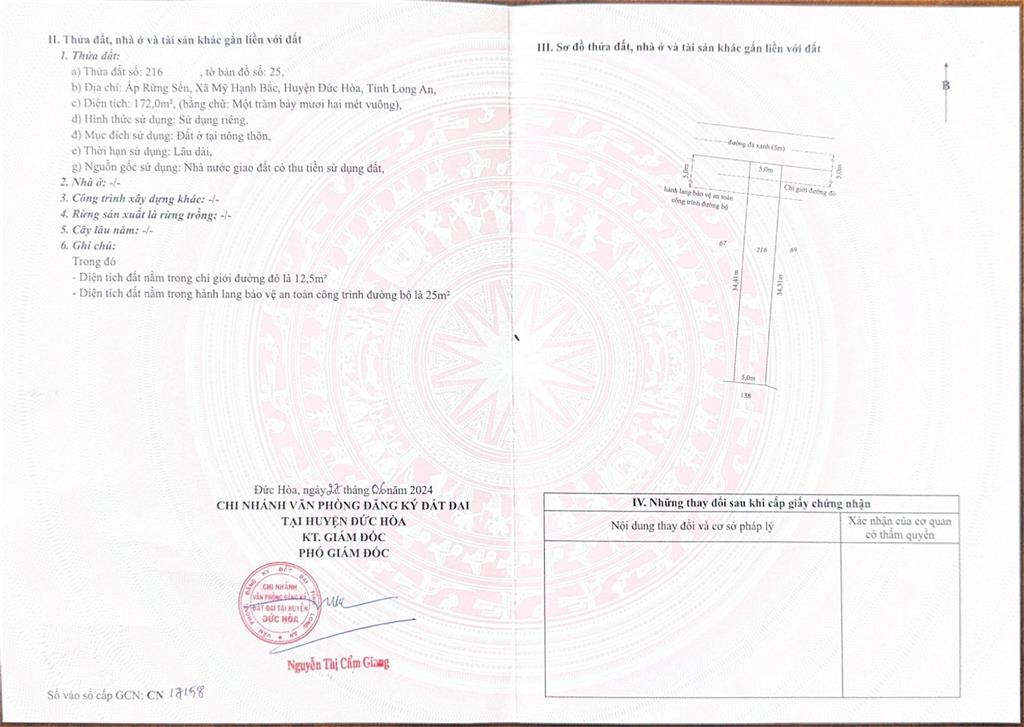 Bán gấp đất nền, 172m2, thổ cư 100%, giá 1 tỷ 250 triệu gần kdc phú sinh, cách tp. hcm 15 phút