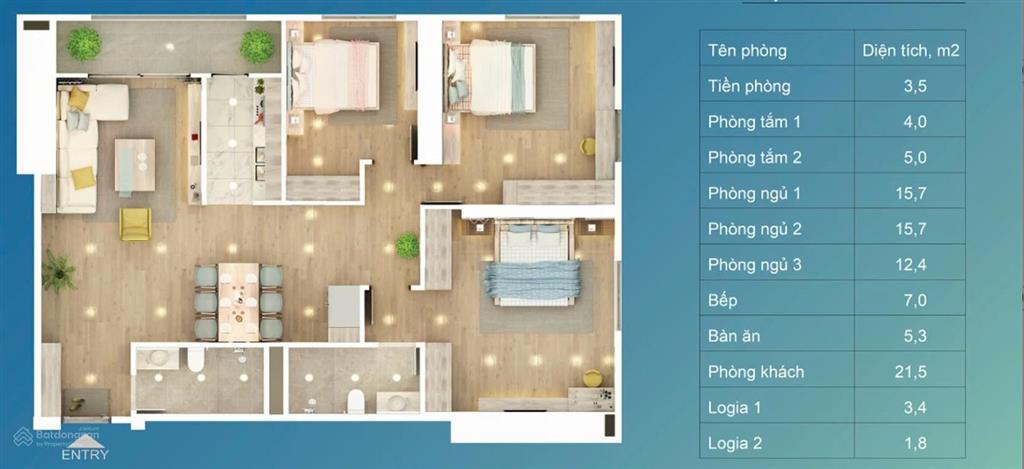 Căn góc 3pn, 2vs, 107.9m2, tòa bid residence, tố hữu, hà đông