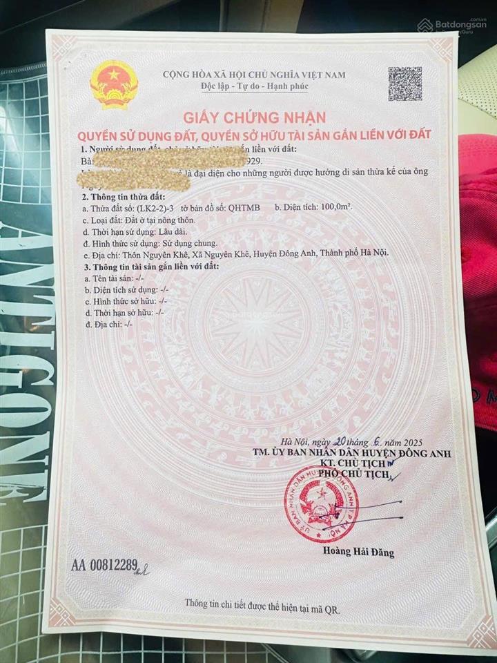 Bán đất giãn dân nguyên khê, đông anh, hà nội, 10,1 tỷ, 100m2, giá siêu hời, uy tín