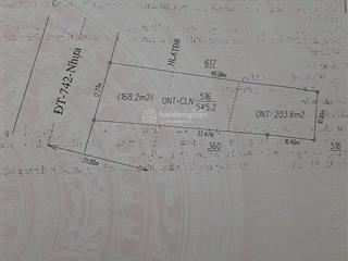 Mặt tiền đt 742 phường vĩnh tân  dt 545,2m2. ngang 12,8m x 47m  thổ cư 203m2