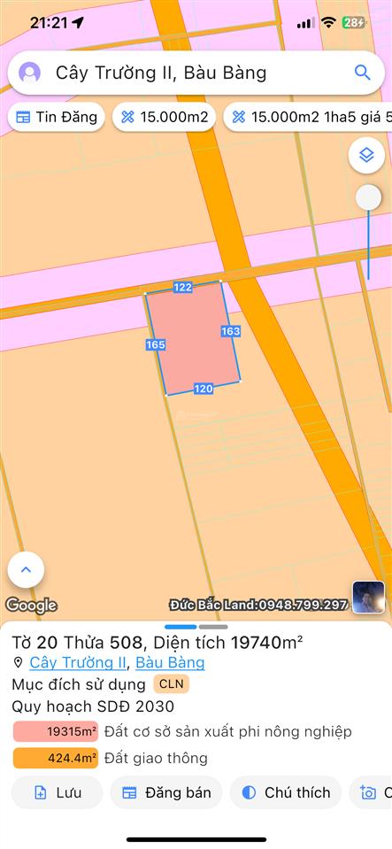 Bán lô đất (19.740m2) qh skc kế bên kcn bàu bàng lô góc 2 mặt tiền cực đẹp giá 39tỷ900 vị trí víp