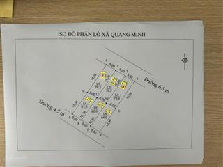 Chính chủ gửi bán 64m2 full thổ cư đường rộng 6.5m tại tổ 9, quang minh, mê linh, hà nội