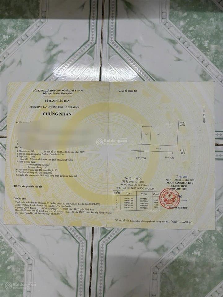 Bán đất cực chất tại lâm hoành, an lạc, bình tân, hcm, 9,5 tỷ, 128m2