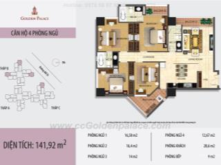 Bán căn hộ chính chủ tại golden palace mễ trì 4 phòng view xem pháo hoa 142m2, 3 mặt thoáng