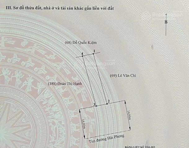 Bán 120m2 đất mặt phố hải phong  dương kinh. chạy thẳng vào vinhomes golden city 500m. giá 6tỷ5