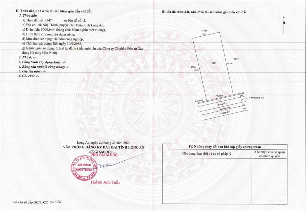 Chính chủ bán lại 5000 m2 đất công nghiệp tại khu công nghiệp hòa bình, thủ thừa, long an
