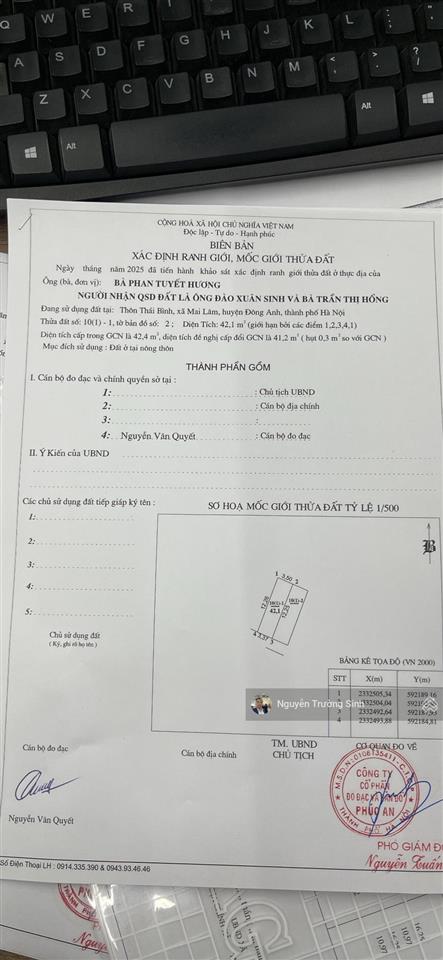 Bán đất tại thái bình, xã mai lâm, đông anh, hà nội, 4,35 tỷ, 42,1 m2 giá siêu hời. sân chung oto