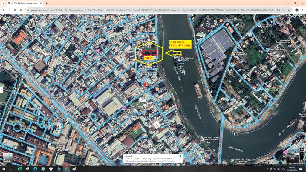 Lô đất view sông vàm thuật, trần bá giao (dt 13.5x56m), cn 760m2, gpxd 1 hầm + 7tầng, giá 74 tỷ