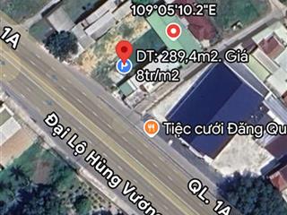 Bán đất mặt tiền quốc lộ 1a  phù hợp mở nhà hàng kinh doanh  ngang 8m