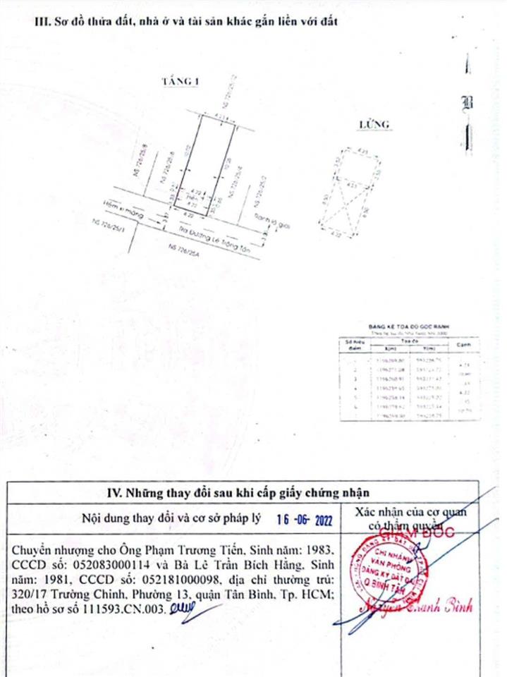 Nhà sổ hồng riêng đường lê trọng tấn  giá tốt