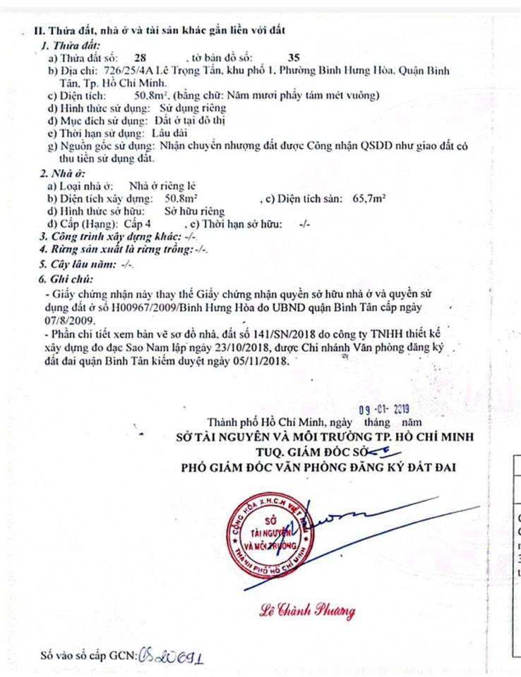 Nhà sổ hồng riêng đường lê trọng tấn  giá tốt