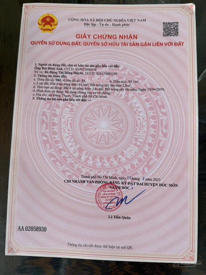 Bán đất 87,1m2 tại nguyễn thị pha, đông thạnh, hóc môn, 2,75 tỷ siêu hot!