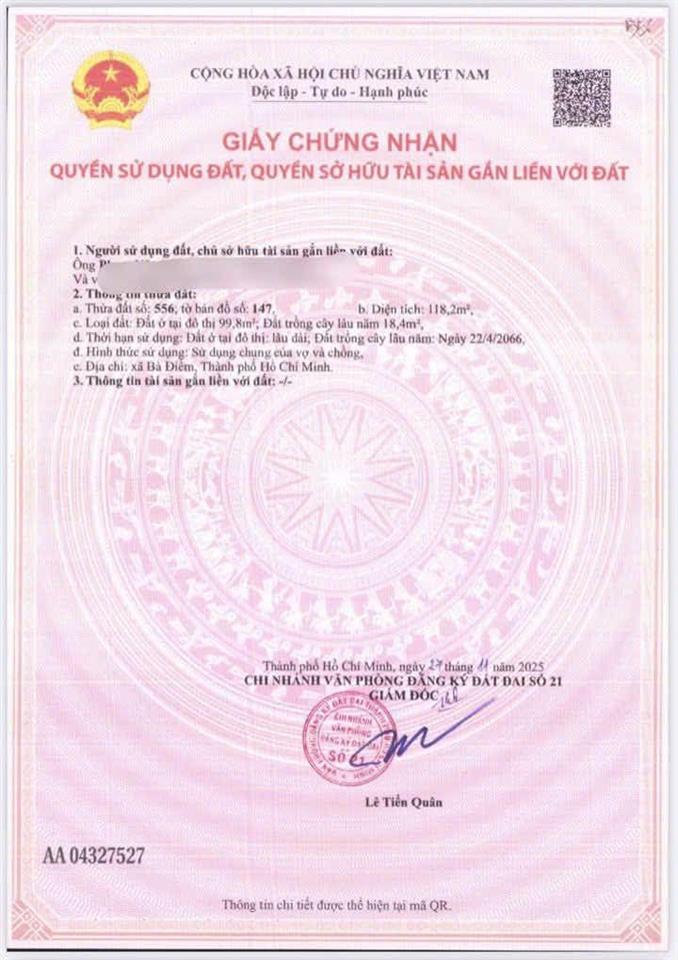 Đất thổ cư kdc đường nhựa 8m xã bà điểm  giá f0